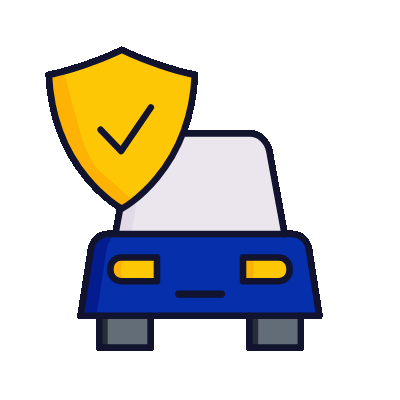A gif draw of a car with a safe sign