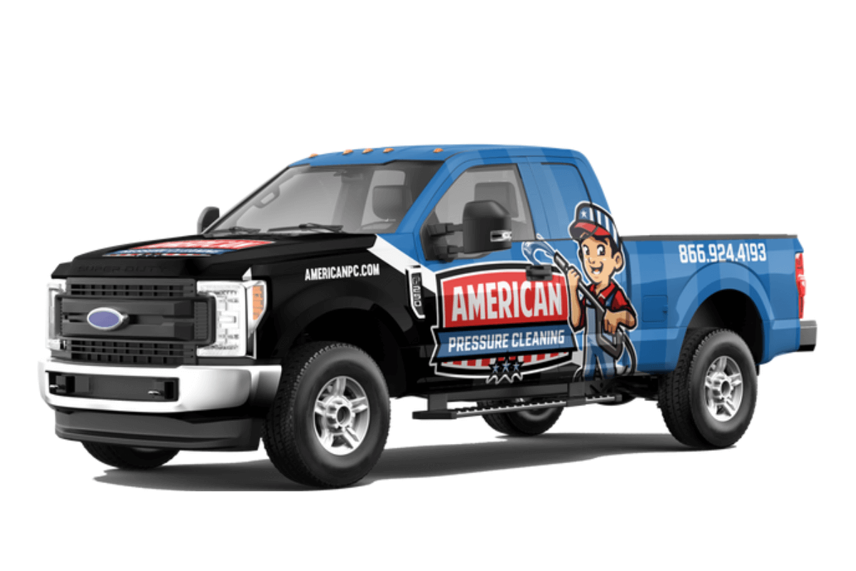 Business truck Wrap design with the logo and name of a company, an example of vehicle wrap services.