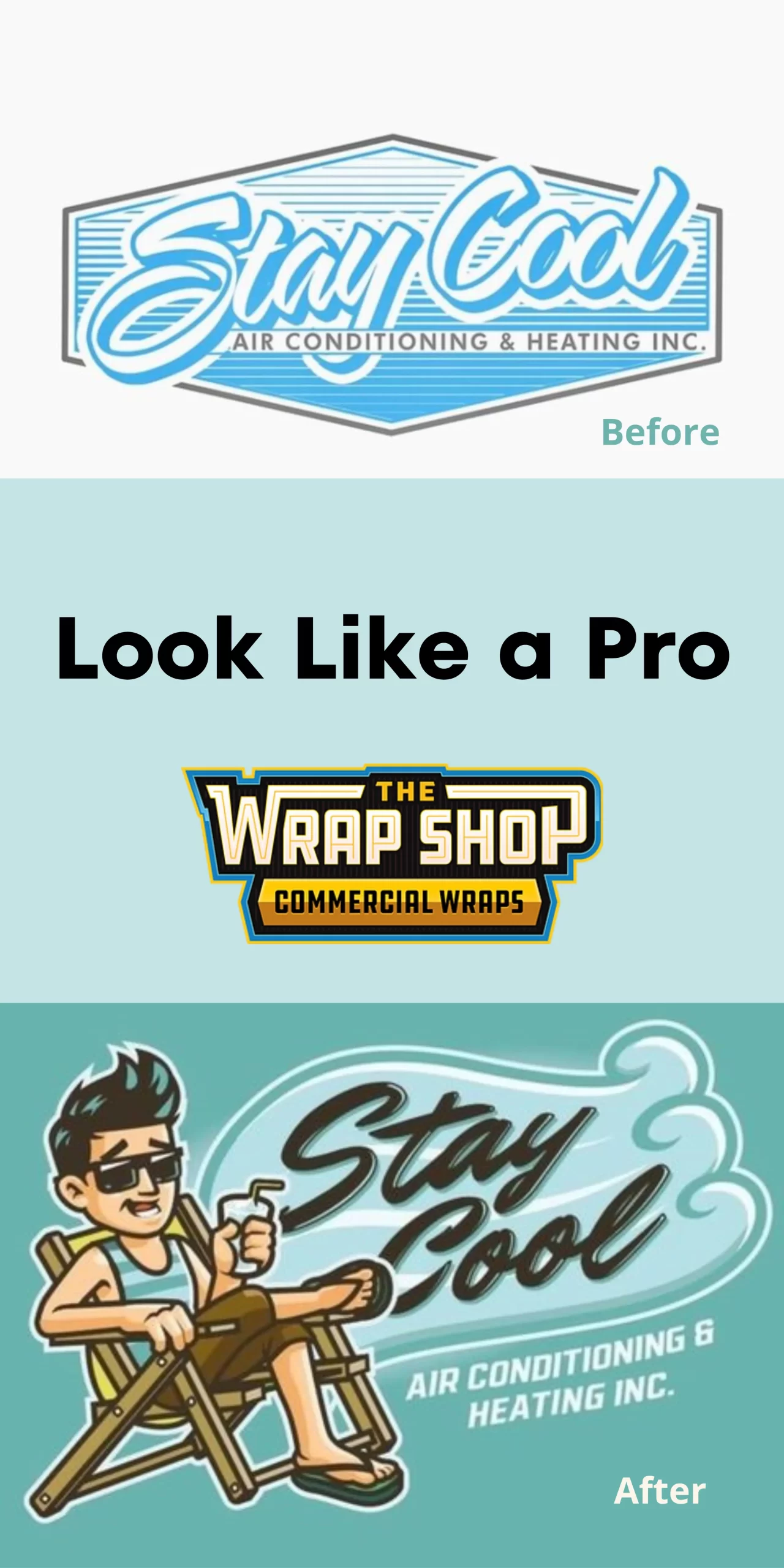 Logo Design process of The Wrap Shop