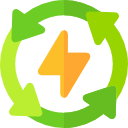 A energy sign surrounded by a cicle efficiency arrows, like recycling, because after a house window tinting the energy efficiency increase.