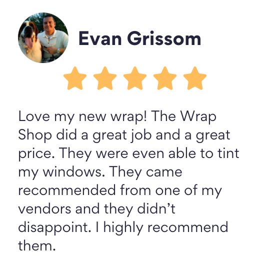 An Screenshot of a Review on The Wrap Shop