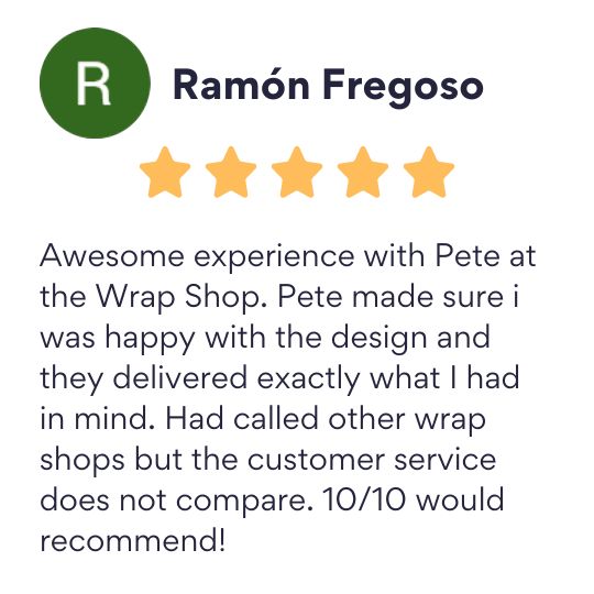 An Screenshot of a Review on The Wrap Shop