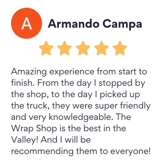 An Screenshot of a Review on The Wrap Shop